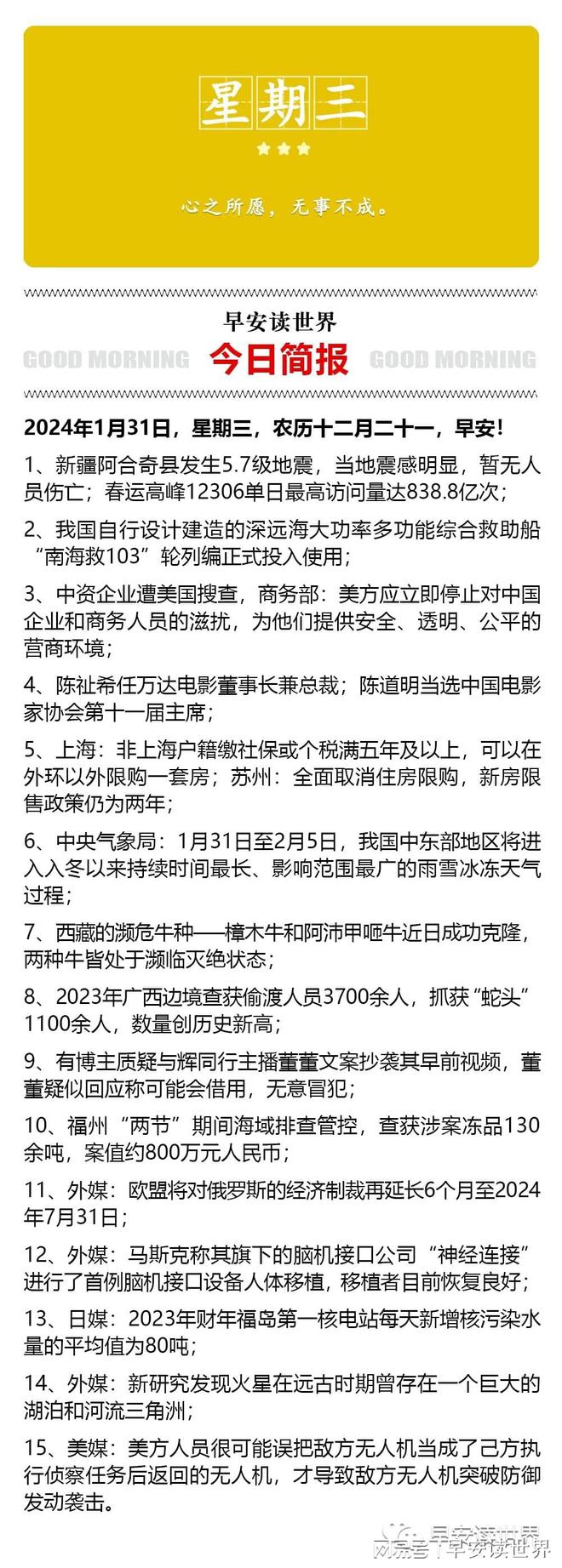 热门必看！环球消息速览晨安读寰宇 雷竞技APP1月31日(图2)